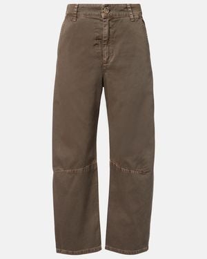 Velvet Alexis Cotton Twill Barrel-Leg Trousers - Brown