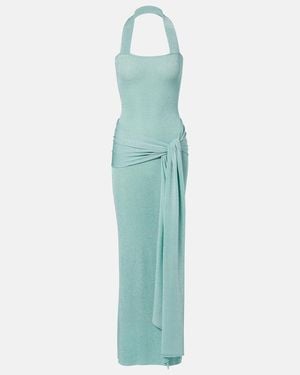 AYA MUSE Knitted Lame Maxi Dress - Blue