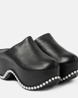 Area X Sergio Rossi Bomb Leather Platform Mules - Black