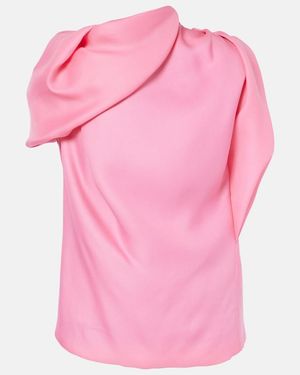 Dries Van Noten Draped Silk Satin Top - Pink