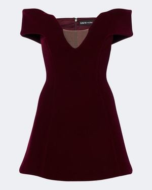 David Koma Off-Shoulder Velvet Minidress - Red