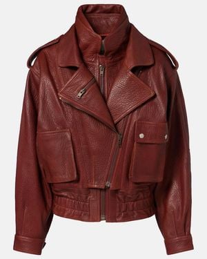 Isabel Marant Aneli Leather Bomber Jacket - Red