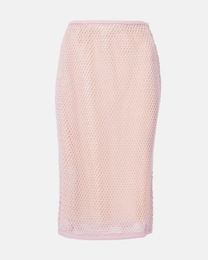 Prada Crochet Midi Skirt - Pink