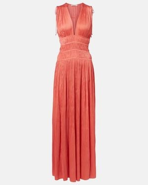 Ulla Johnson Tasneem Plisse Satin Gown - Red