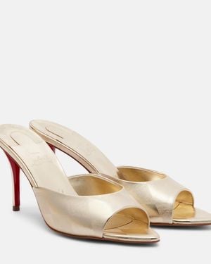 Christian Louboutin Miss Z Metallic Leather Mules - Natural