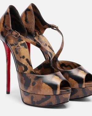 Christian Louboutin Miss Zigourata 160 Leather Platform Court Shoes - Brown
