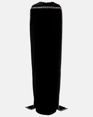 Roland Mouret Caped Embellished Velvet Gown - Black