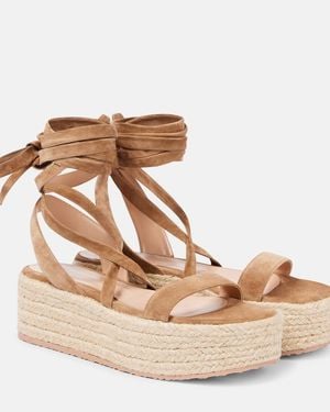 Gianvito Rossi Suede-Trimmed Platform Espadrilles - Brown