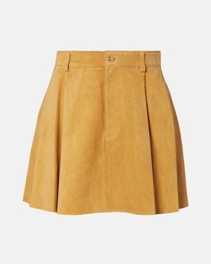 Polo Ralph Lauren High-Rise Pleated Suede Skirt - Yellow