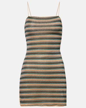 Oséree Lumiere Striped Minidress - Green