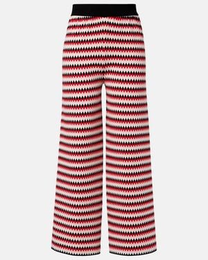 La DoubleJ Checkers Knitted Wide-Leg Trousers - Red