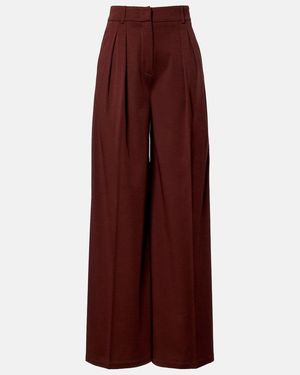 Max Mara Natale High-Rise Wool Wide-Leg Trousers - Purple