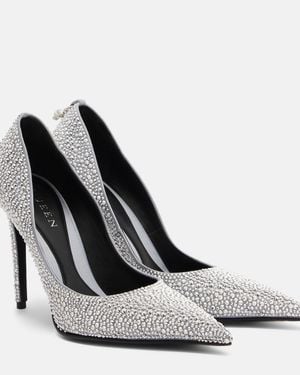 McQueen Skull Studded Satin Pumps - White