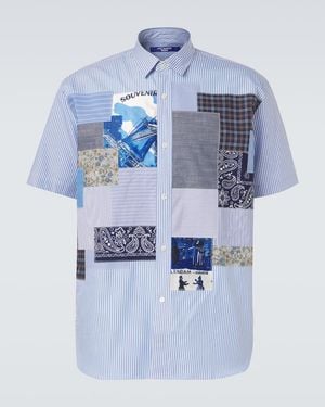 Junya Watanabe Patchwork Striped Cotton Shirt - Blue