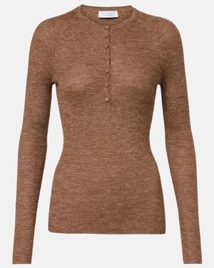 Gabriela Hearst Anges Cashmere, Silk, And Hemp Henley Shirt - Brown