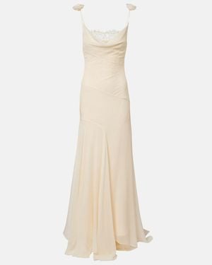 De La Vali Bridal Dia Silk Chiffon Gown - White