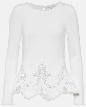 Oscar de la Renta Pullover Aus Baumwolle Mit Spitze - Weiß