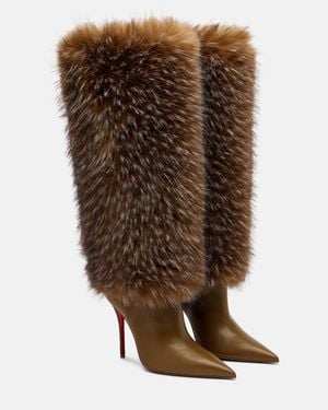 Christian Louboutin Yangzee 100 Leather Knee-High Boots - Brown