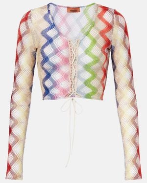 Missoni Zigzag Crochet Crop Top - White
