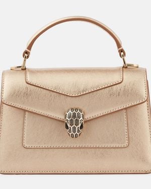 BVLGARI Serpenti Forever Mini Leather Tote Bag - Natural