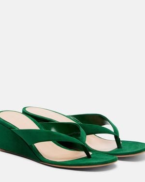 Gianvito Rossi Wedge-Sandalen Aus Veloursleder - Grün