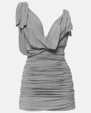 The Attico Draped Jersey Minidress - Grey