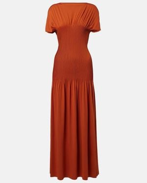 TOTEME Pleated Jersey Maxi Dress - Orange
