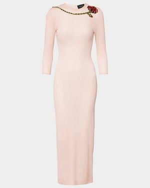 Simone Rocha Embellished Mesh Midi Dress - Pink
