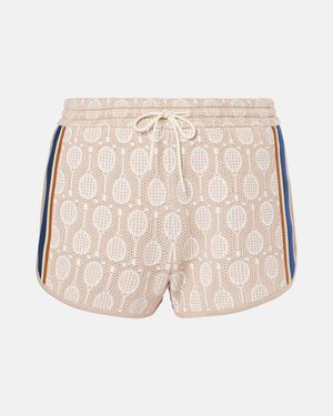 Tory Sport Low-Rise Shorts Aus Jacquard - Natur