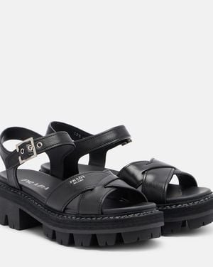 Prada Sandalen Aus Leder - Schwarz