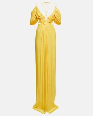Costarellos Thalia Gathered Off-Shoulder Gown - Yellow