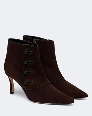 Manolo Blahnik Vives Suede Ankle Boots - Brown
