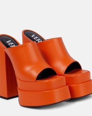 Versace Plateau-Pantoletten Aus Leder - Orange