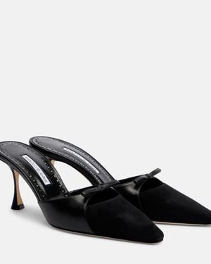 Manolo Blahnik Tapidpla Leather Court Shoes - Black