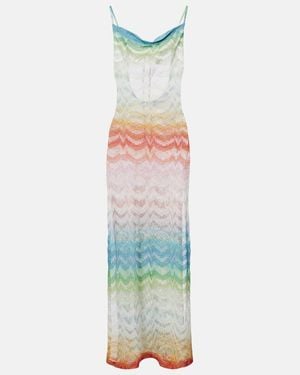 Missoni Open-Knit Lame Maxi Dress - White