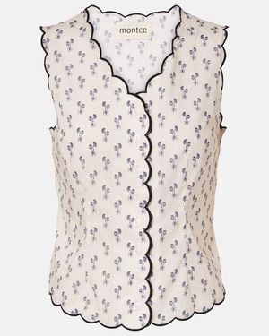Montce Cynthia Floral Scalloped Cotton Vest - White