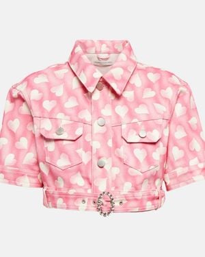 Alessandra Rich Bedruckte Cropped-Bomberjacke - Pink