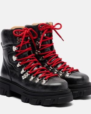 Ganni Platform Combat Boots - Red