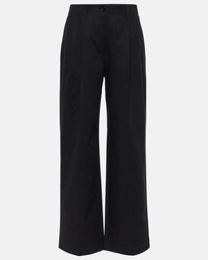 TOTEME Cotton Twill Wide-Leg Trousers - Blue