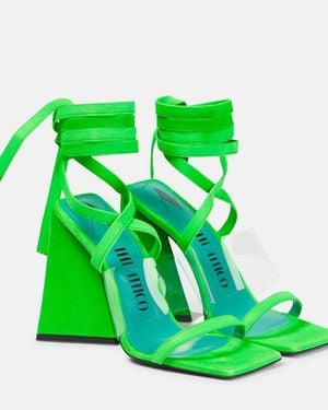 The Attico Isa Suede Sandals - Green