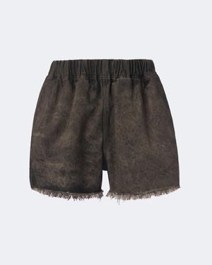 Rick Owens Distressed Denim Shorts - Grey
