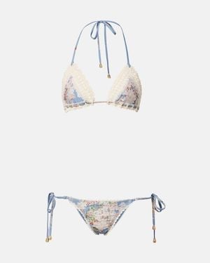 Zimmermann Bikini Cascadian De Croche Floral - Blanco