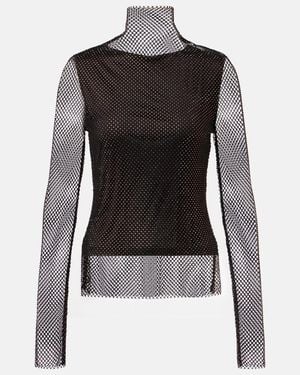 Sportmax Gerarda Embellished Mesh Top - Black