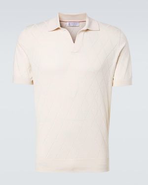 Brunello Cucinelli Knitted Cotton Polo Shirt - Natural
