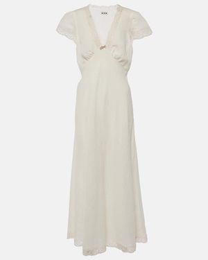 RIXO London Clarice Lace-Trimmed Woven Midi Dress - White