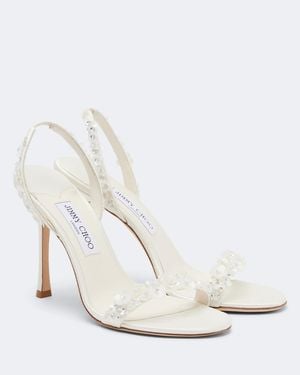 Jimmy Choo Jenn Embellished Slingback Sandals - White