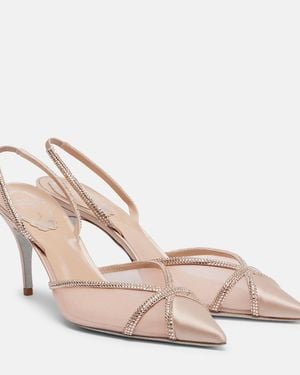 Rene Caovilla Verzierte Slingback-Pumps Aus Satin - Pink