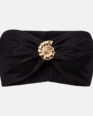 Adriana Degreas Embellished Cotton-Blend Bandeau Top - Black