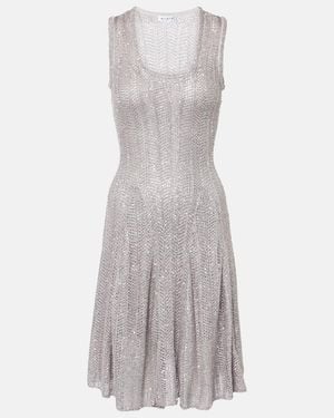 Alaïa Sequined Knitted Minidress - Gray