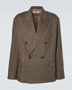 Our Legacy Halt Double-Breasted Linen, Silk And Cotton Blazer - Green